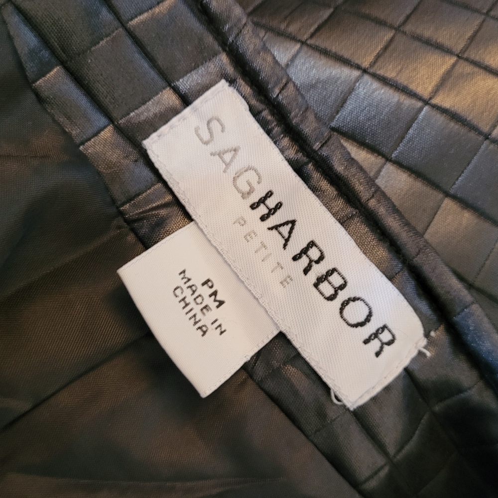 Quilted leather look lightweight 90s oversized black jacket size large - Picture 10 of 11